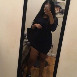 Blue quarter sleeve Bodycon Dress